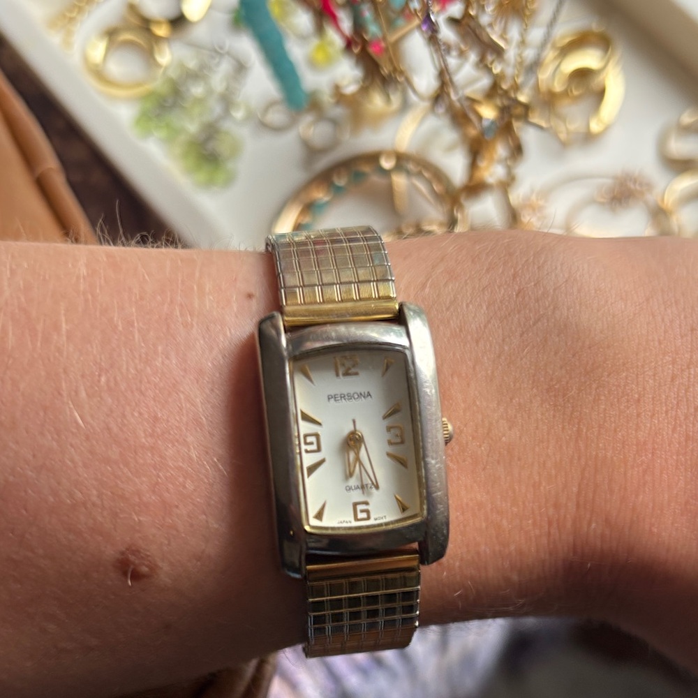 Persona Two-Tone Rectangular Watch - Picture 3 of 4